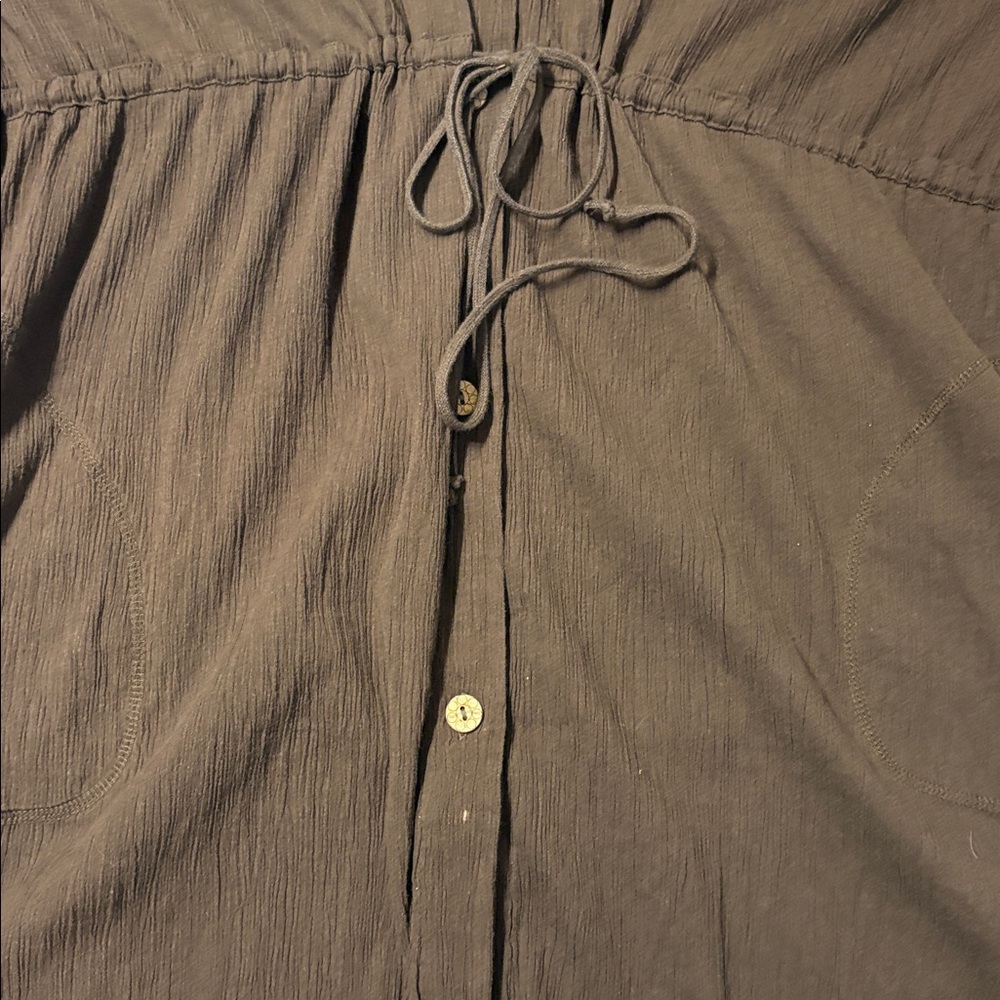 St.John's Bay Brown Ribbed Hooded Button Swim Cover Up SZ 3X Cotton Quiet Luxury - Picture 9 of 10
